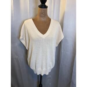 Ann Taylor Factory Short Sleeve Knit Sweater Size M NWT Neutral Lightweight